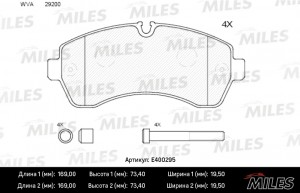 Колодки тормозные передние (без датчика + болты) (Смесь Low-Metallic) (MB SPRINT E400295 MILES