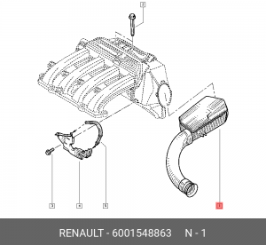 патрубок воздушного фильтра!\ Renault 6001548863 RENAULT