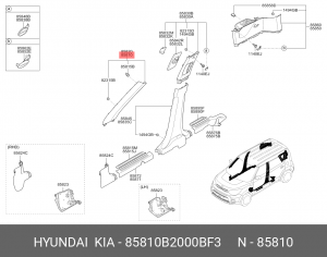 85810B2000BF3 ВНУТРЕННЯЯ ПАНЕЛЬ СТОЙКИ КУЗОВА 85810B2000BF3 HYUNDAI KIA