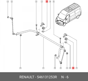 втулка тяги стабилизатора переднего!\ Renault Master III 07> 546131253R RENAULT