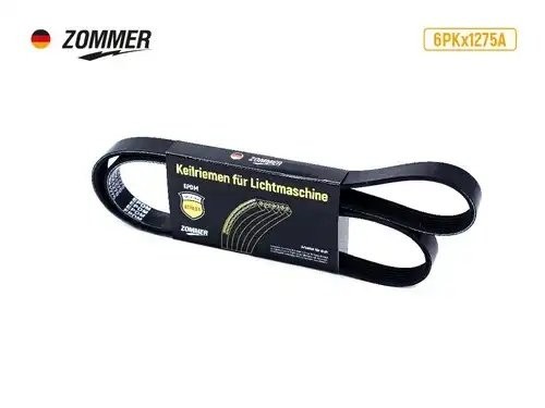 Ремень 1275 (6PK) генератора дв. 405, 409 Евро-3 (без ГУР) EPDM 6PK1275A ZOMMER