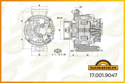 Генератор Premium 24V, 150A MB со шкивом о.н MB A0151541402 / MAHLE - MG 934 — 2 170019047 SONDER