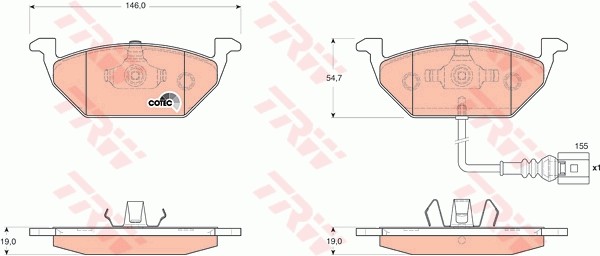 Колодки передние SKODA OCTAVIA (1Z_), VW GOLF IV-VI GDB1658 GDB1658 TRW