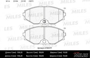 Колодки тормозные передние (Смесь Semi-Metallic) NISSAN MAXIMA QX (A33) 2.0-3.0  E100371 MILES