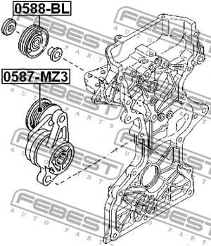 Ролик обводной MAZDA 3 BK 2003-2008 0588-BL 0588-BL FEBEST
