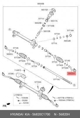 Наконечник рулевой тяги KIA Sorento (18-) левый OE 56820C1700 HYUNDAI KIA