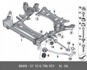сайлентблок рычага !переднего\ BMW X3 F25 2.0-3.5/2.0-3.5D 10> 31 10 6 786 951 BMW