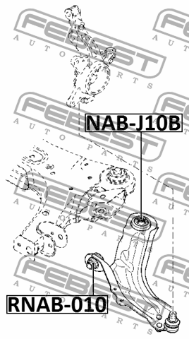 Сайлентблок рычага передний RENAULT KANGOO II, MEGANE II 2008- RNAB-010 RNAB-010 FEBEST