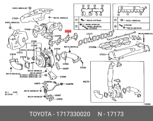 Прокладка выпускного коллектора 17173-30020 17173-30020 TOYOTA
