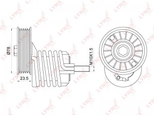 Ролик приводного ремня VW Passat AUDI A4,A6 натяжителя (с демпфером) LYNX PT-3164 LYNXAUTO