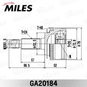 ШРУС наружный KIA PICANTO 1.0/1.1 04- (SKF VKJA5479) GA20184 GA20184 MILES