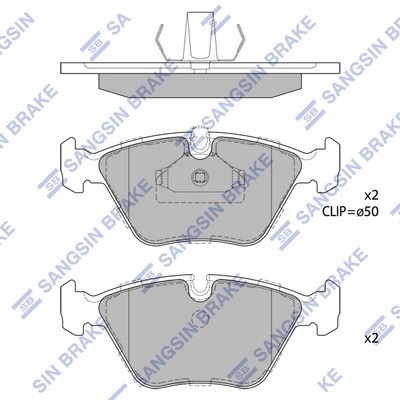 Колодки тормозные BMW 5 (E39) (2.0/2.3/3.5) передние (4шт.) SANGSIN SP1389 SANGSIN