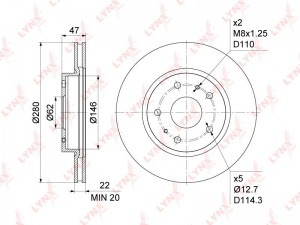 диск тормозной передний!\ Suzuki SX4, Fiat Sedici 1.5/1.6/1.9D/2.0D 06> BN-1129 LYNXAUTO