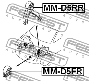 Опора двигателя передняя MITSUBISHI LANCER CY,CZ 2007.03- (MT) MM-D5FR MM-D5FR FEBEST