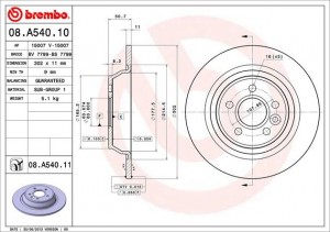 Диск тормозной 08.A540.11 08.A540.11 BREMBO