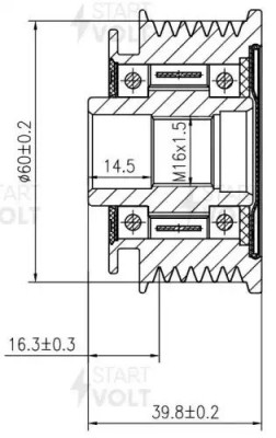 Шкив с обгонной муфтой генер. для а/м Hyundai Santa Fe (06-) 2.2CRDi (тип Mando) SGP 0809 START VOLT