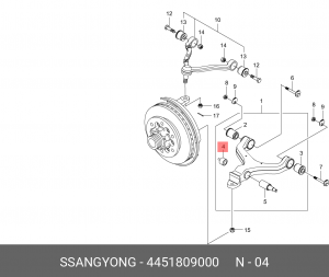 Сайлентблок SSANGYONG Actyon (06-),Kyron (05-),Actyon Sports (06-) рычага передн 4451809000 SSANG YONG
