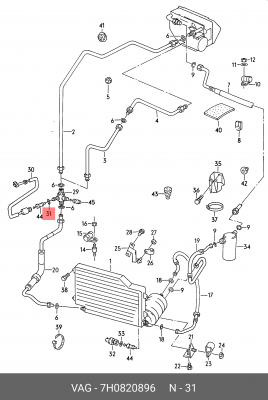 Кольцо уплотнительное AUDI A80 (92-95) системы охлаждения OE 7H0 820 896 VAG