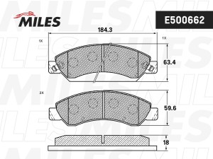 Колодки тормозные передние (Смесь CERAMIC серия PRO) CADILLAC ESCALADE/CHEVROLET E500662 MILES