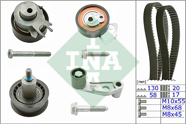 VW GOLF IV/BORA (1997-2005)/ POLO 4 РОЛИКА +2 РЕМНЯ 530 0360 10 INA