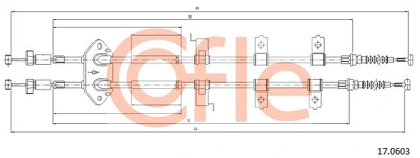 трос ручника задний! L1657/1467+1654/1464\ Mazda 6 07-13 92170603 COFLE