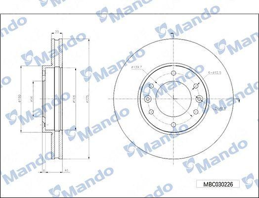 Диск тормозной KIA Mohave (07-) передний (1шт.) MANDO MBC030228 MANDO