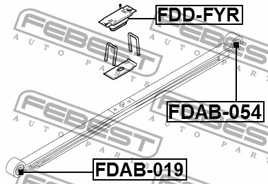 втулка зад.рессоры пер.!\ Ford Transit 2.3 16V/2.4TDE 01> FDAB-019 FEBEST
