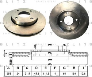 диск тормозной передний!\ Mitsubishi Colt 1.1-1.5i/1.5D 04> BS0519 BLITZ