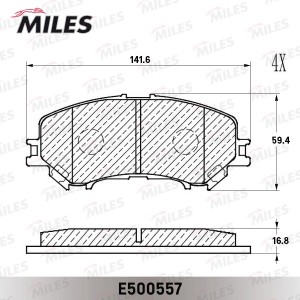 Колодки тормозные передние (Смесь CERAMIC серия PRO) NISSAN X-TRAIL(32) 14- (TRW E500557 MILES