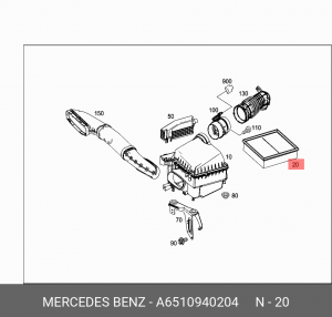 Фильтр воздушный MERCEDES A (W176),B (W246) (1.8/2.0/2.2) OE A 651 094 02 04 MERCEDES BENZ