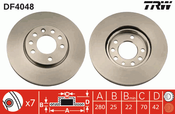 Диск тормозной передний OPEL ASTRA H, MERIVA A-B, ZAFIRA A-B DF4048 DF4048 TRW