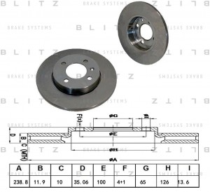 Диск тормозной передний VW Golf 83- BS0335 BS0335 BLITZ