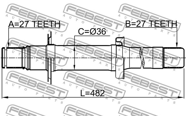 Полуось правая 27x482.2x27 1412-ACTWD1RH FEBEST