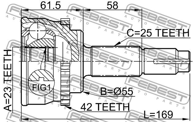 ШРУС 0210-062A42 0210-062A42 FEBEST