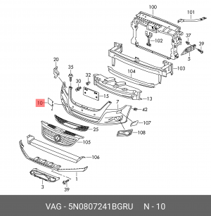Заглушка VW Tiguan (12-15) крюка буксировочного OE 5N0 807 241 B GRU VAG