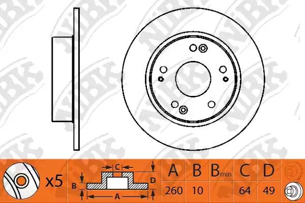 Диск тормозной HONDA ACCORD 2.0-2.4 03- задний RN1203 RN1203 NIBK