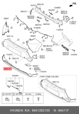 БАМПЕРА ОБЛИЦОВКА HYUNDAI/KIA 86612B2100 MOBIS