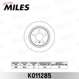 Диск тормозной задний D290мм. BMW 1 F20 116-118 10- (TRW DF6137) K011285 K011285 MILES