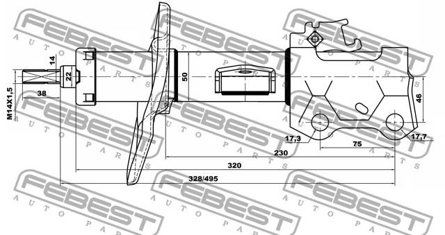 Амортизатор передн правый TOYOTA COROLLA E15/E18 01660299FR 01660299FR FEBEST
