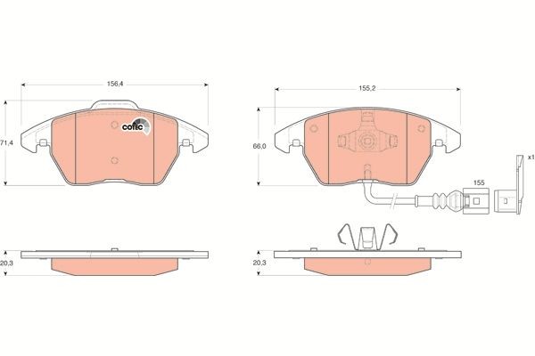 Колодки передние SKODA OCTAVIA (1Z_), FABIA II, VW PASSAT (36_, 3C_, 357) GDB155 GDB1550 TRW