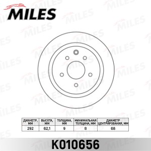 Диск тормозной задний NISSAN JUKE 10-/QASHQAI 07- (TRW DF7369) K010656 K010656 MILES