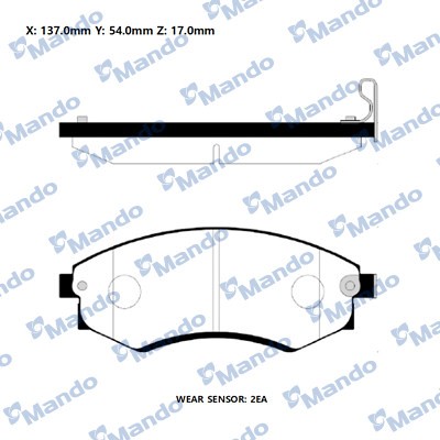 Колодки тормозные передние HYUNDAI ELANTRA/MATRIX/SONATA/SSANGYONG REXTON/KORAND MPH04 MANDO