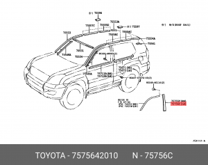 OETOY-7575642010 молдинг рамы окна передней двери задний левый!\ Toyota 75756-42010 TOYOTA