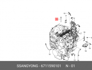 Свеча накаливания SSANGYONG Actyon (10-),Actyon Sport (12-),Rexton (12-) (D20) O 6711590101 SSANG YONG