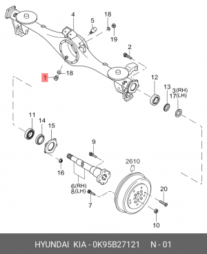Пробка HYUNDAI HD65,72,78,120,Porter KIA Bongo 3 картера заднего моста магнитная 0K95B27121 HYUNDAI KIA