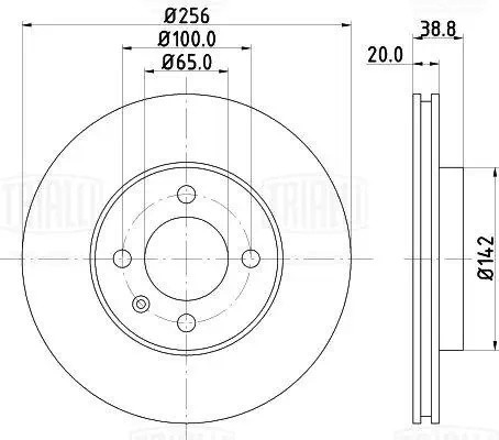 Диск торм. для а/м VW Golf III 91-/Polo 93- перед. d256 DF 150005 DF150005 TRIALLI