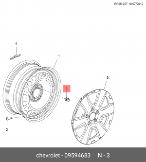 Гайка колеса М12х1.5х32 конус открытая ключ 19мм CHEVROLET Cruze (09-),Aveo (12- 09594683 GENERAL MOTORS