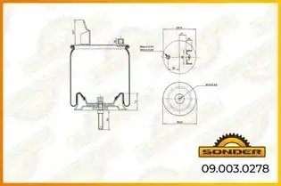Пневморессора Premium со стаканом (металл) кронштейн +штуц. / 1 шп. Volvo FH/FM  090030278 SONDER