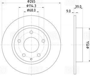 Диск торм. Mazda 3 (13-) зад. d=265 (DF 073407)  2шт DF073407 TRIALLI