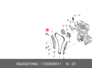 Натяжитель цепи ГРМ SSANGYONG Actyon (12-) (G20D) OE 1720500011 SSANG YONG